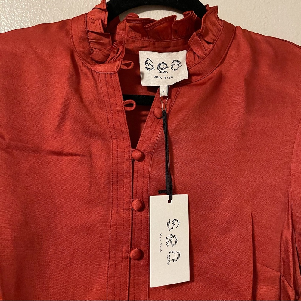 NWT SEA Ruffle Button Front Blouse - Picture 3 of 5